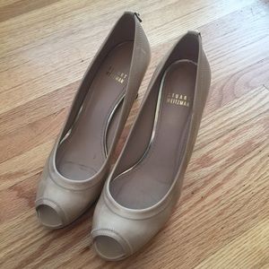 Stuart weitzman nude peep toe heel